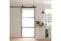 HOMCOM Schiebetür mit Selbstschließer Zimmertür 91x203 cm, Laufschiene, Softclose (Wandmontage Schiebetürsystem, 1-St., Komplett-Set), für Schiebetüren, Trennwände, Schwarz