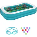 Bestway Planschbecken Family Pool 3D Abenteuer 54177, ab 3 Jahren, 2 Luftringe, bis 778 Liter, 262 x 175 x 51 cm