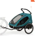 Hauck Fahrradkinderanhänger Dryk Duo, Ocean Green, für 2 Kinder, inkl. Buggy-Rad
