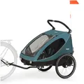 hauck Dryk Duo, Ocean Green - 2in1 Fahrradanhänger & Kinderwagen für 2 Kinder ab 6 Monaten bis 22 kg/120 cm/4 Jahre, für Zwillinge & Geschwister, Faltbar, XL Stauraum, für Fahrrad, E-Bike & Pedelec