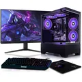BEASTCOM Q3 Gaming PC Set Komplett, AMD Ryzen 3 4X 4,00GHz 8 Threads, 4K Vega 6 Grafik, 16GB RAM, 1TB SSD + Monitor LED 24" + Tastatur + Maus + Mauspad, WLAN, Win 11 Pro
