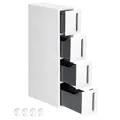 SONGMICS Nischenregal mit Rollen, Rollwagen mit 4 Schubladen, 17,3 cm breit, Badregal schmal, Rollregal, Küchenregal, PP-Kunststoff, platzsparend, 45,2 x 17,3 x 84 cm, weiß-grau KFR008G01