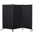 HOMCOM Paravent 3-teilig 253 x 182 cm Raumteiler Raumtrenner, Faltbar Trennwand Sichtschutz Stellwand für Wohnzimmer Schwarz