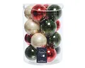 Kaemingk Weihnachtskugeln Glas 8cm x 16 Stück Christbaumkugeln Mix piniengrün rot Champagner