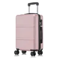 Koffer Trolley Reisekoffer Suitcase, Rollkoffer Handgepäck ,mit 4 Rollen360°, Hartschalenreisekoffer, Zahlenschloss, Weicher Gummigriff (M, Roségold)