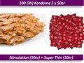 ♥ 100 ON Kondome Stimulation + Super Thin 2 x 50er Condome