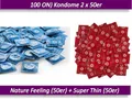 ♥ 100 ON) Kondome 2x50er Natural Feeling + Erdbeere Strawberry 54mm Condome