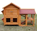Zoopplier Kaninchenstall Hasenstall draußen Winterfest-Hasengehege Freilaufgehege XXL groß Hasendraht De Luxe aus massiven Holz Meerschweinchen Stall 2 Etagen für 2 Kaninchen