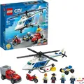 LEGO 60243 City Verfolgungsjagd mit dem Polizeihubschrauber, Hubschrauber Spielzeug mit Polizeibuggy, Motorrad und Flucht-Pickup, Spielzeug ab 5 Jahre - Schwarz