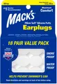 Mack's Pillow Soft Silikon Ohrstöpsel 18 Paar - Die Original Formbare Silikon Putty Ohrstöpsel zum Schlafen, Schnarchen, Schwimmen, Reisen, Konzerte und Studium