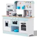 VEVOR Spielküche für Kinder, Holzspielzeug-Küchenset mit Lichtern und Geräuschen, Kleinkinderküche mit Eismaschine, Ofen, Spüle, Mikrowelle, Kü
