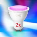 Philips Hue GU10 White and Color Ambiance LED 2-er Pack, Bluetooth Zigbee 400...