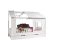 58 aufm Kessel Kinderbett Baumhaus Bett Katerina 214x105x159 Kinderbett MDF+Massivholz Weiß (inkl. Versand, Lieferung bis Verwendungsstelle), Liegefläche 90 x 200, Bettschublade auf Rollen, Dach mittig offen