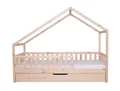 Ticaa Hausbett Lou mit Rausfallschutz und Zusatzbett, aus Kiefer, - Hausbett mit abnehmbaren Dachaufbau  - Inkl. Rollrost