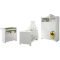 trendteam Babyzimmerset 3 tlg Schrank Wickelkommode Wickelaufsatz Babybett Weiß