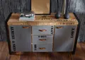 MASSIVMOEBEL24 Sideboard Mango 145x40x85 natur bedruckt FACTORY #132