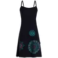 Vishes Sommerkleid Damen Sommer-Kleider Mini-Kleid Jersey-Kleid Spagettiträger-Kleid Goa, Hippie, Retro Style schwarz 34