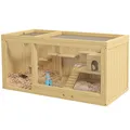 Hamsterkäfig aus Holz Kleintierkäfig Spielhaus für Gerbils mit Schaukeln, Natur