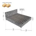 Juskys Polsterbett Nizza 180x200 cm - Lattenrost, Stauraum & LEDs - Samtbezug mit Steppung - Grau