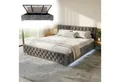 Juskys Polsterbett Nizza, Stauraum, LED Licht, Chesterfield Steppung, Samtbezug