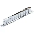 BGS Steckschlüssel Einsatz Satz Zwölfkant Antrieb Innenvierkant 6 3 Mm  1 4 Zoll  Zollgrößen 12Tlg  2755