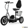 Veleco ZT16 - Elektromobil - 750W - 12km/h - Abnehmbarer Einkaufskorb - Klappbare Lenksäule - Mobilitätsroller (Silber) - Silber