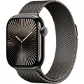 Apple Watch Series 10 (GPS + Cellular 42 mm) Smartwatch mit Titangehäuse in Schiefer und Milanaise A