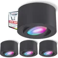 SSC-LUXon 4 Stück CELI-1N Aufbauspots flach schwenkbar kompatibel mit Alexa, Siri & Google - Deckenspot mit Smart RGB+W LED Lampe