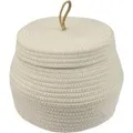 HMF 39031-MH-30 Aufbewahrungskorb Badezimmer Rund Korb Deckel Baumwolle Hoch 25 x 19 cm Creme