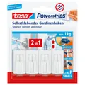 tesa Powerstrips Vario-Gardinenhaken, weiß, rückstandsfrei ablösbar Klebehaken + Klebenagel