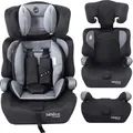 FableKids Autokindersitz Autositz Kinderautositz für Kinder 76-150 cm ab 15 Monaten 3-Punkt-Gurt einstellbare Kopfstütze ECE R129/03 Grau - Grau