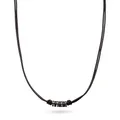 s.Oliver Herren Necklace - Halskette aus Echtleder - IP Braun - Ankerkette verstellbar bis 50 cm - wasserfest & hautfreundlich