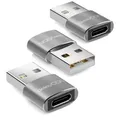 3x USB Adapter Stecker ALU USB-C Ladeadapter Konverter USB A auf USB C Buchse