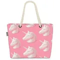 VOID Strandtasche (1-tlg), Pinke Einhörner Beach Bag Einhorn Rosa Sommer Baden Schwimmbad Pool P bunt