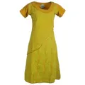 Vishes Tunikakleid Kurzarm Lagenlook Kleid Streifen Punkte Muster Boho, Elfen, Goa, Hippie Style gelb 36