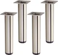 4 Stück Möbelfüße BRAVO Höhe 200 mm (+ 10 mm) Ø 40 mm Edelstahloptik höhenverstellbare Schrankfüße aus Stahl belastbar bis 50 kg pro Stellfuß SOTECH