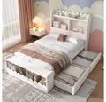 XDeer Kinderbett Kinderbett Einzelbett Stauraumbett mit Schubladen,Holzbett, 90x190 cm, Bettgestell und Lattenrost aus Holz, (Ohne Matratze)