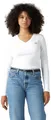 Levi's Damen Essential HM LS Vneck T-Shirt, White +, XS