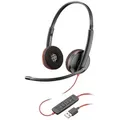 HP Poly Blackwire C3220 On Ear Kopfhörer kabelgebunden Stereo Schwarz/Rot Lautstärkeregelung, Mikrofon-Stummschaltung Telefon