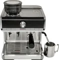 Gastroback Design Espresso Barista Espressomaschine mit Siebträger Silber, Schwarz 1550W mit Heißwasserauslass, mit Mahlwerk, mit