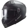 LS2 Motorradhelm FF811 Vector II Solid Helm, vorbereitet für Kommunikationssystem,Notfallsystem-Polsterung (EQ schwarz XS (53/54)