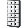 JAN NOWAK Spind Schließfachschrank mit 18 Fächern KAROL 185 x 90 x 40 cm Anthrazit-Weiß