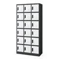 Jan Nowak Umkleideschrank 3B6A Metallschrank Metallspind Büroschrank Fächerschrank Schließfachschrank mit 18 Fächern Metall Pulverbeschichtung 185 cm x 90 cm x 40 cm (H x B x T) (Anthrazit-Weiß)