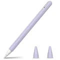 Fintie Silikon-Schutzhülle für Apple Pencil Pro und Apple Pencil 2. Generation, leichte Stift-Schutzhülle, weicher schützender Stifthalter mit 2 Federabdeckungen, Zubehör, Lila