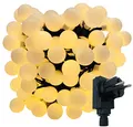 180-er XXL Party-Lichterkette | strombetrieben | 17,9m + Zuleitung | IP44 Innen- und Außenbereich | Deko | Weihnachten | Sommerlichterkette | Gartenlichterkette | Kugel-Lichterkette (Warm-Weiß)