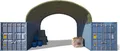 TOOLPORT Container Überdachung Contop 6x6m – PVC Plane 2300N dunkelgrün – Lagerhalle Schüttgut Unterstand Zelthalle