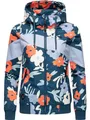 Ragwear leichte wasserdichte Damen Übergangsjacke kurz Bomberjacke mit Allover-Print und Kapuze Nuggie Block Flower Petrol Gr. XL