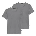 2er Pack Marc O´Polo Herren T-Shirts Iconic Rib Crew Neck Organic Cotton Stretch, Farbe:Grau, Größe:XL, Artikel:-946 Nordic Grey Melange