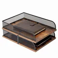 Briefablage aus Holz und Metall, VintageDesign, SchreibtischOrganizer, Papier...