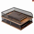 Briefablage aus Holz und Metall, Vintage-Design, Schreibtisch-Organizer,